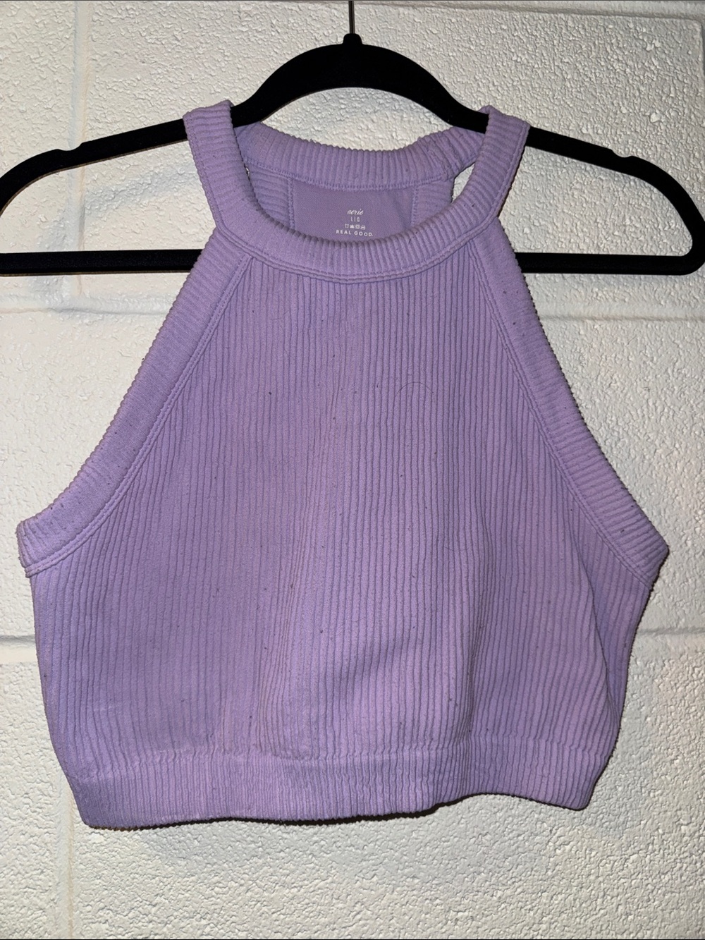 aerie Ribbed Lavender Halter Crop Tank